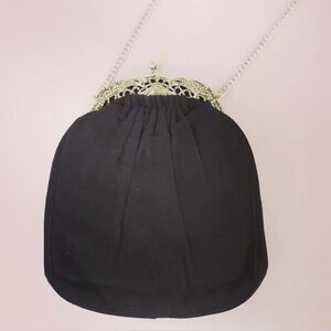 Vintage 60’s- Judith Leiber Black Suede Crossbody Bag with rhinestone detailing